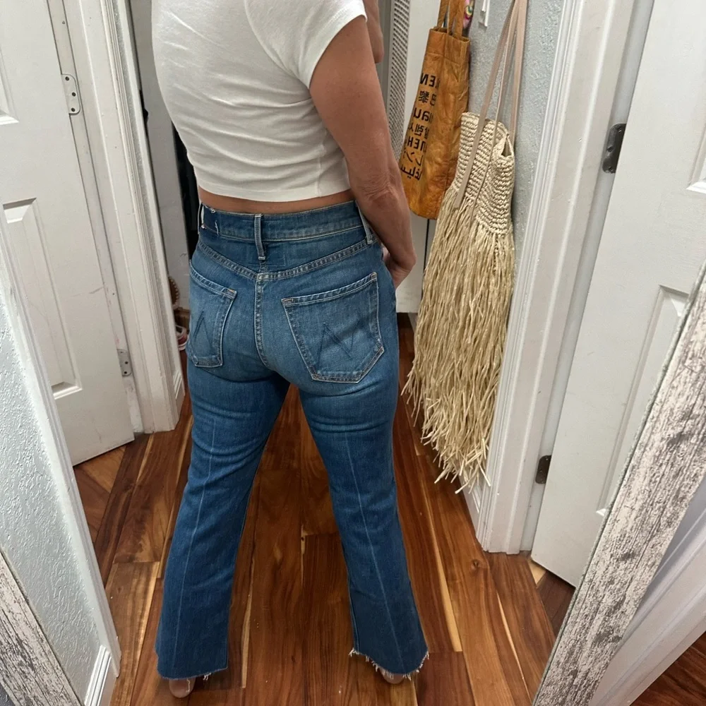MOTHER Indigo Straight Leg Jeans tripper ankle fray 26 - Picture 10 of 13